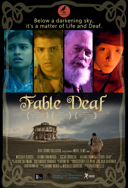 poster for Fable Deaf, showing the four character's faces and the credits